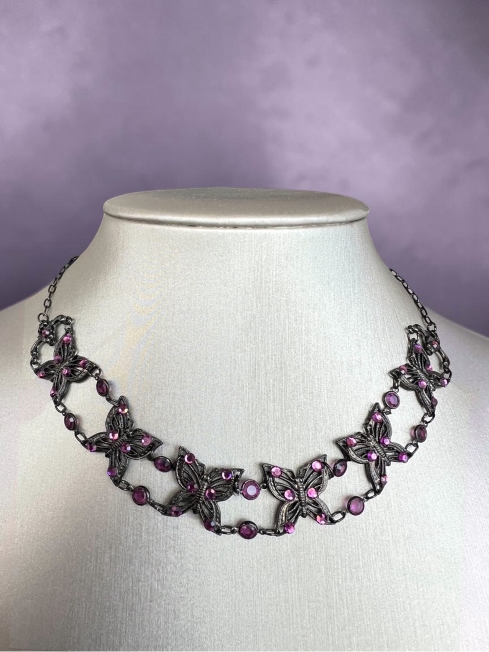 💖 Vintage Austrian Crystal USA Butterfly Choker 💖